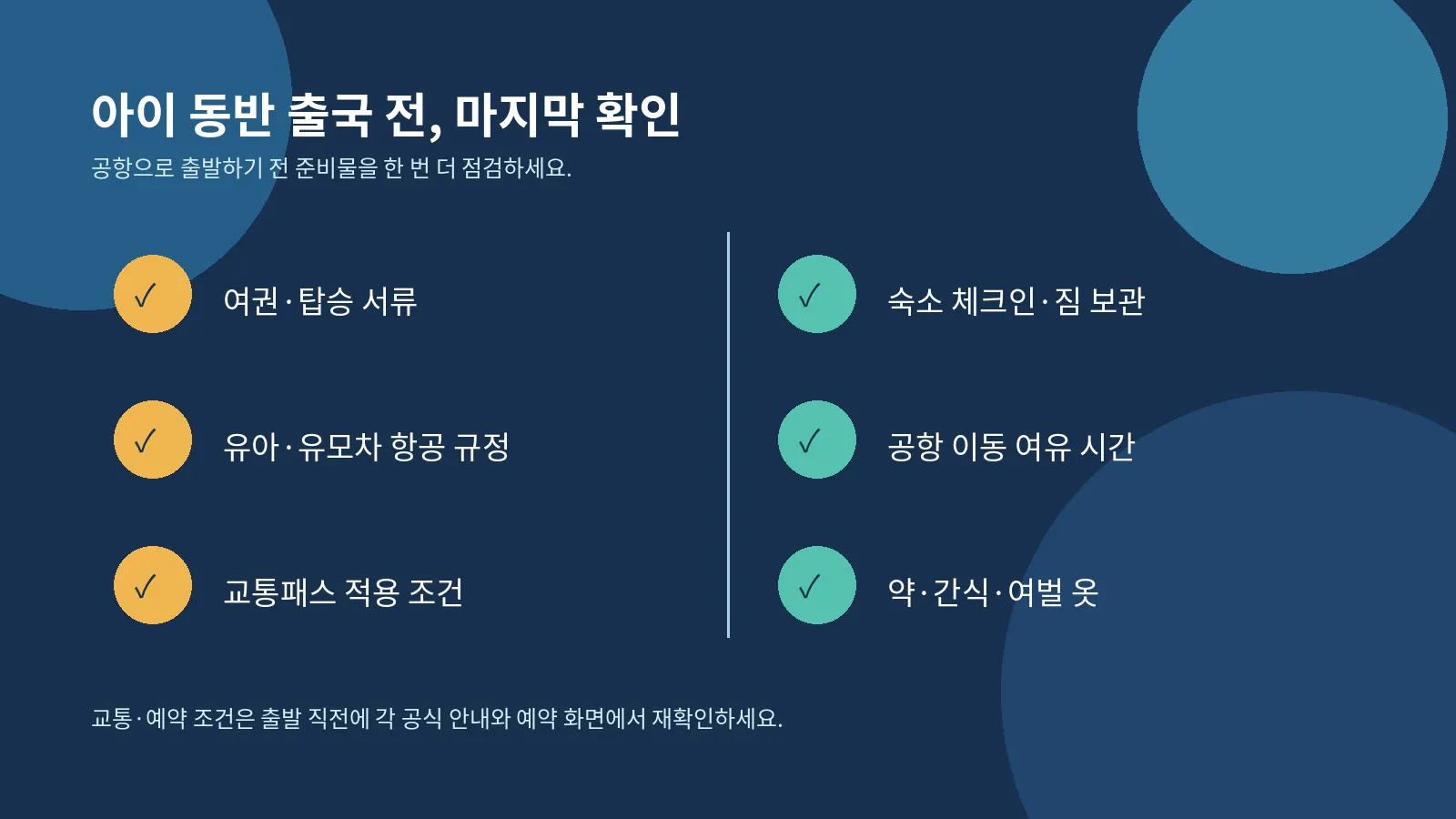 여권 유모차 교통패스 숙소 공항시간 약과 간식을 점검하는 사람 없는 체크리스트 시각화